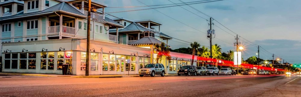 A photo of the Shops along the street of Tybee Island