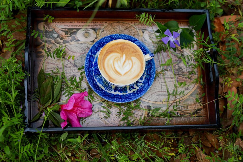 A display photo of coffee art that the Two Story Books and Coffee house Prides themselves on.